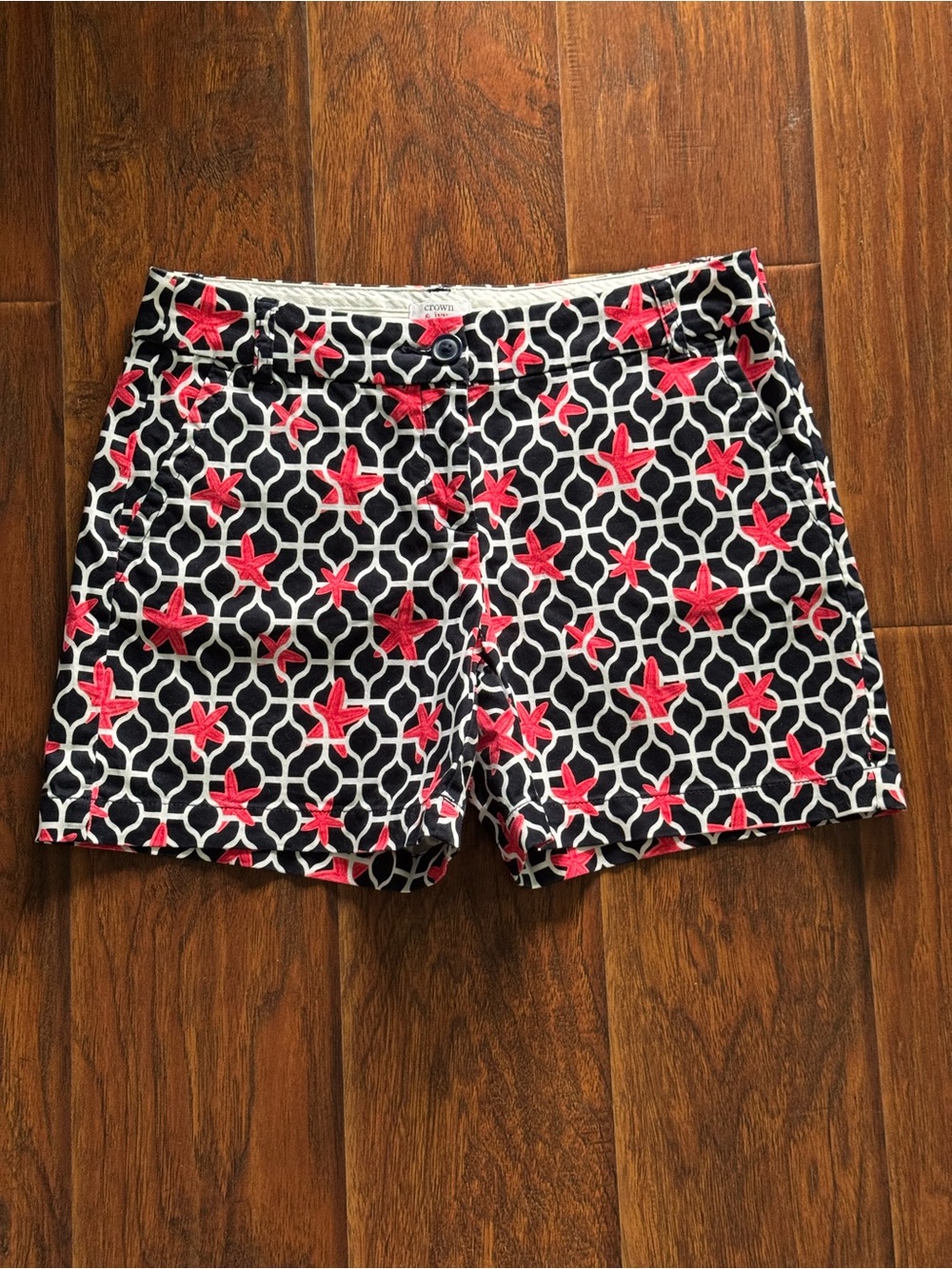 crown & ivy Black Shorts with Red Star Pattern